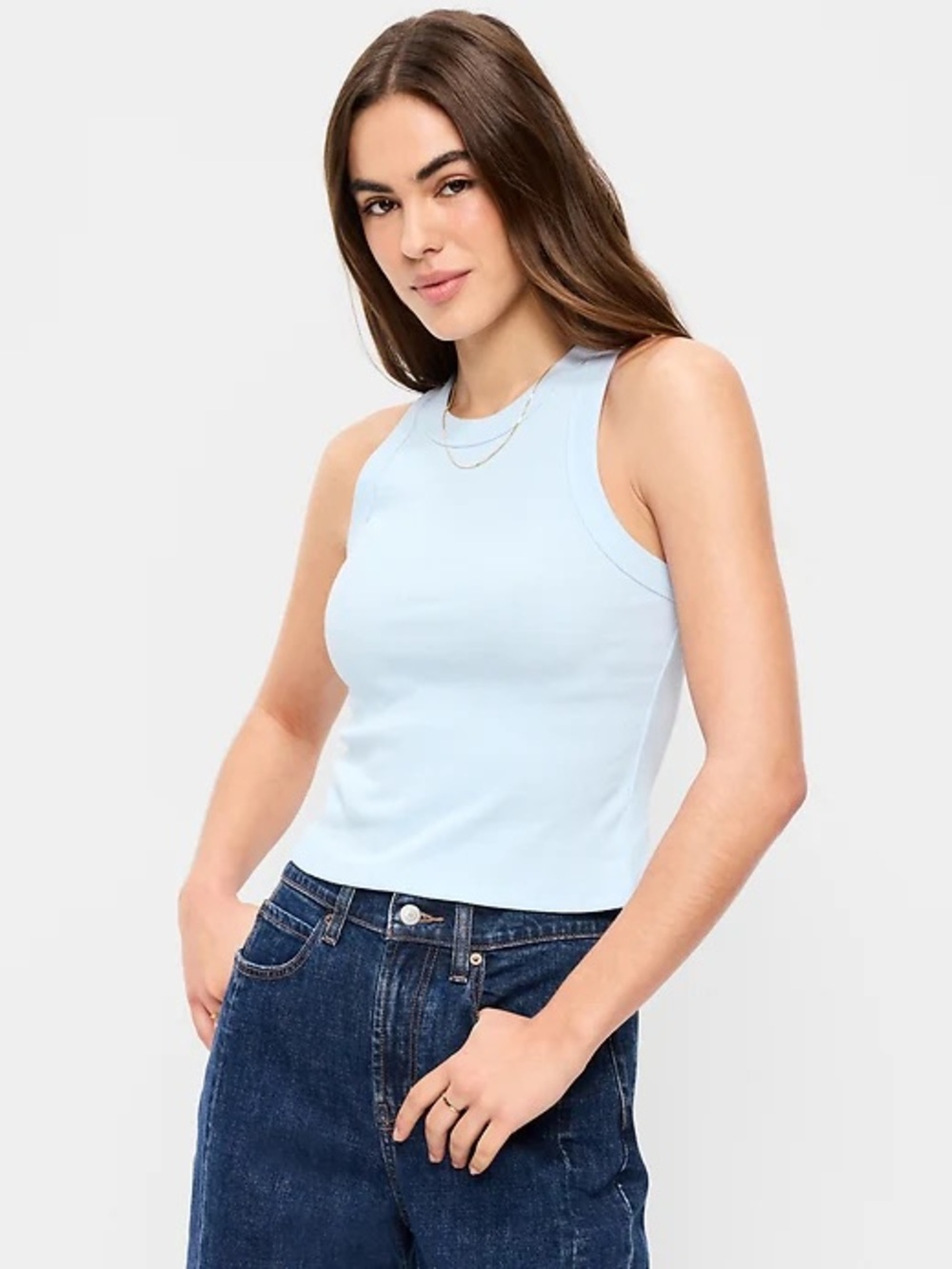 Old Navy Snug Crop Tank Top in Baby Blue